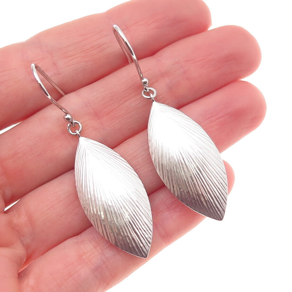 925 Sterling Silver Modernist Petal Dangle Earrings
